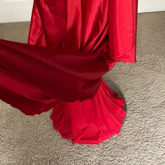 Cinderella Strapless Red Bridesmaid Prom Gown - Picture 5 of 8